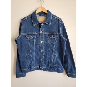 NWT Bootlegger Luke Denim Jacket Mens Medium Blue Stretch Trucker Coat